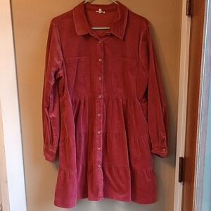 Jodifl Corduroy Peplum tiered Mini Boho Western Dress Size L